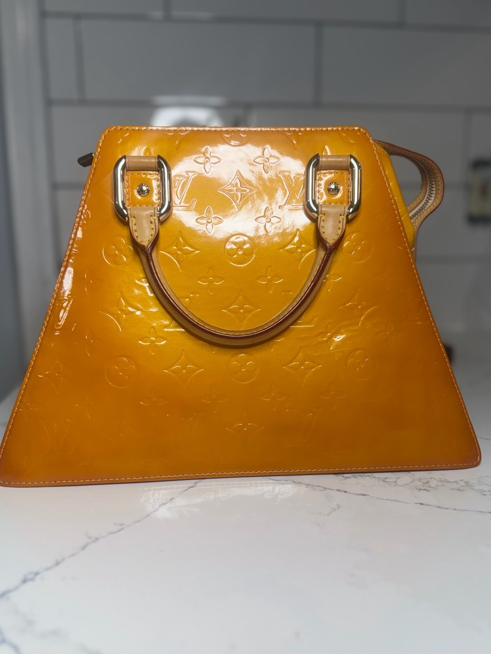 Authentic Louis Vuitton Vintage Forsythe Yellow Handbag (2000)